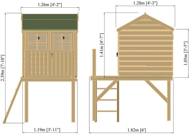 4 x 6 (1.20m x 1.83m) Shire Bunny Tower Playhouse