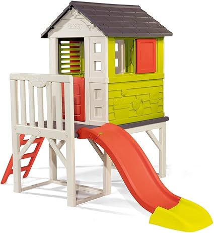 Smoby Kids Playhouse on Stilts with Slide | Strong and Durable Wendy House, Suitable for Outdoor and Garden Use