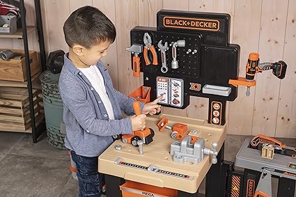 Smoby Black and Decker Kids Mega Centre Workbench with 95+ Accessories Pretend play toy workbench with tools