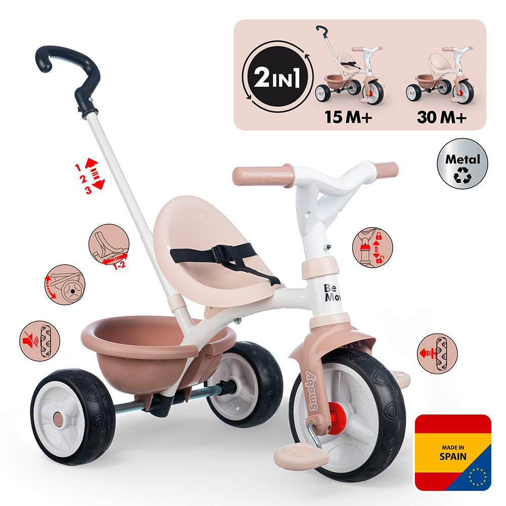 Smoby - Be Move Tricycle Beige and Pink