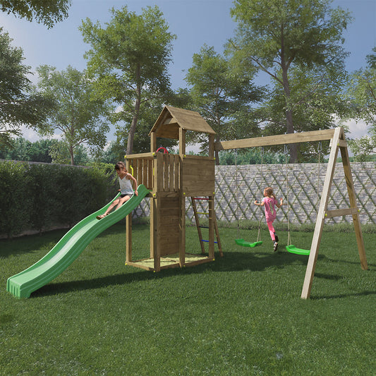 Boomer play centre with double swing and slide