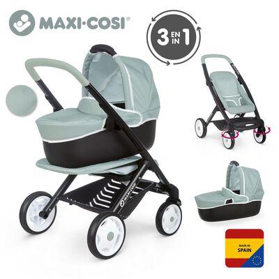 Smoby 3-in-1 Pushchair and Pram for Dolls Maxi Cosi Sage Green