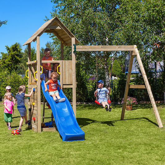 Shire Adventure Peaks Fortress 2 Climbing Frame with Swing, Slide and Climbing Wall