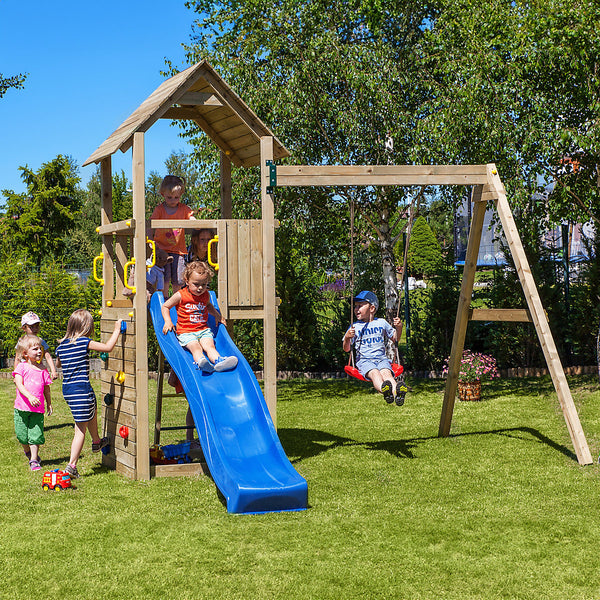 Shire Adventure Peaks Fortress 2 Climbing Frame with Swing, Slide and Climbing Wall