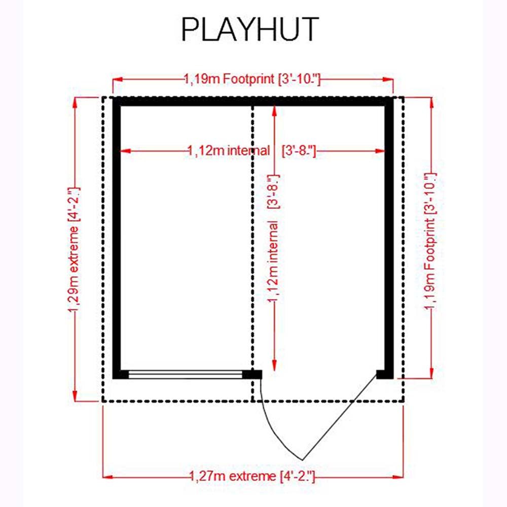 4 x 4 (1.12m x 1.19m) Shire Playhut Playhouse