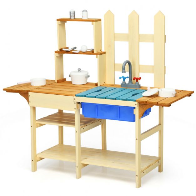 Children's Wooden Mud Kitchen with Accessories for Toddler