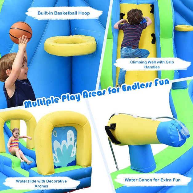 Inflatable Slide with Splash Pool and Water Cannons
