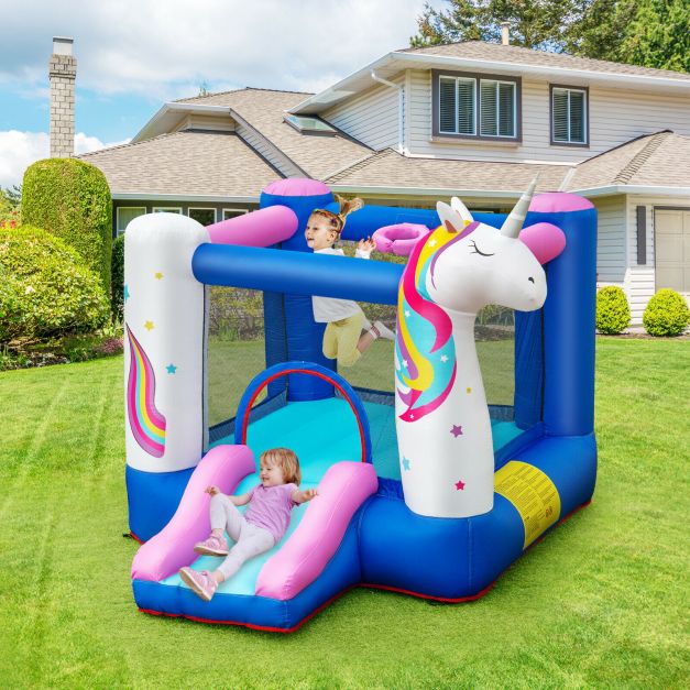 Inflatable Bounce House Unicorn Castle with Slide