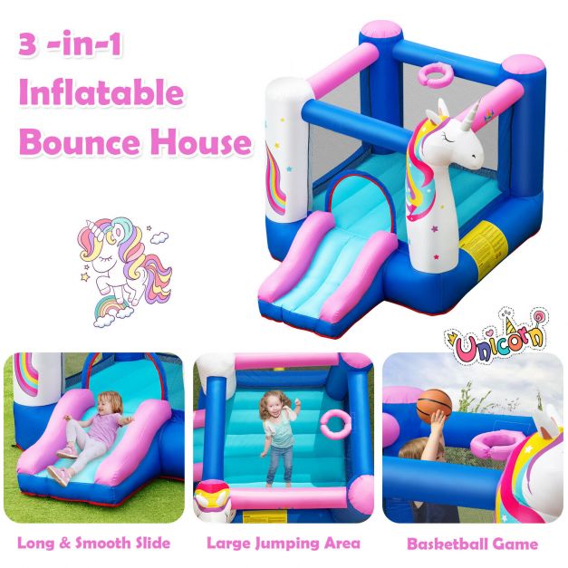 Inflatable Bounce House Unicorn Castle with Slide