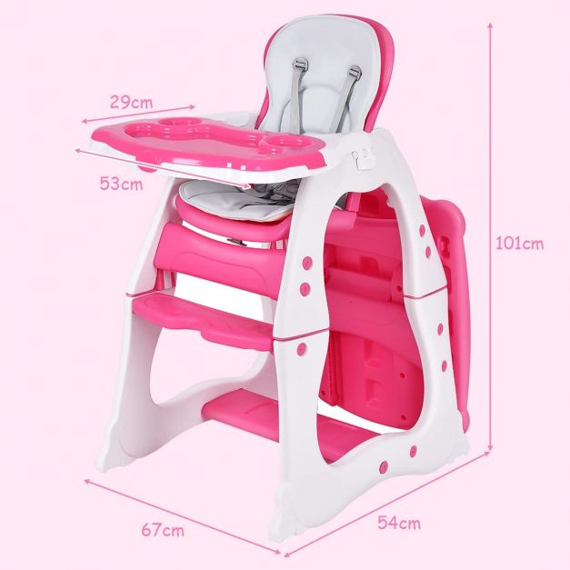 Convertible Baby High Chair with 5 Point Harness and Adjustable Feeding Tray