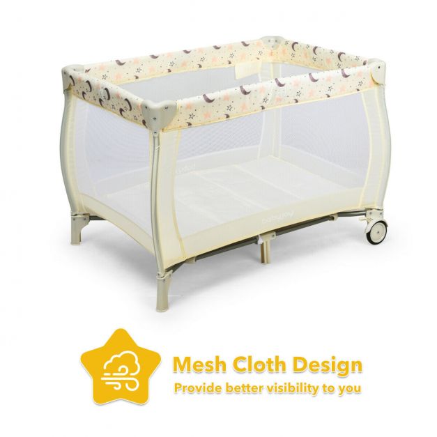 3 in 1 Convertible Bassinet Cot with Changing Table and Toy Bar