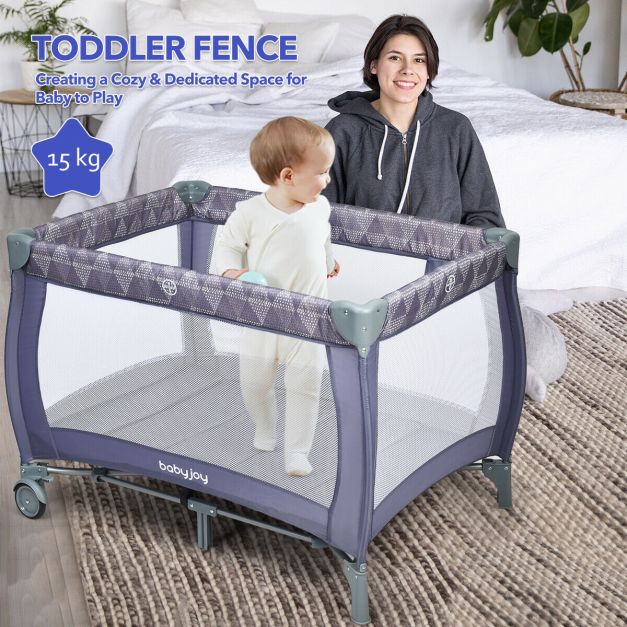 3 in 1 Convertible Bassinet Cot with Changing Table and Toy Bar