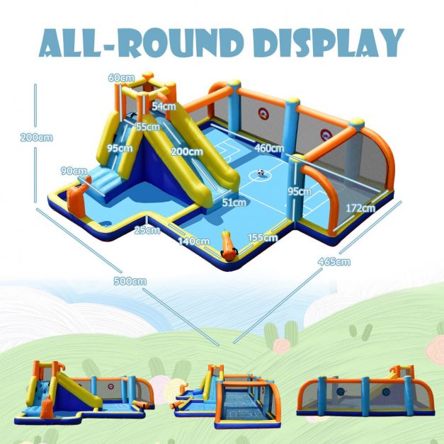 Inflatable Water Bounce House with Slide and Water Cannons