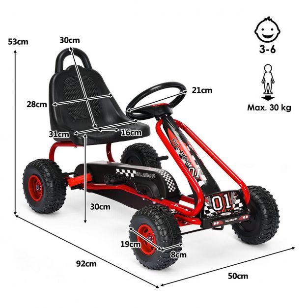 Adjustable Kids Pedal Go Cart Children Outdoor Ride On Racer with Plastic Wheels